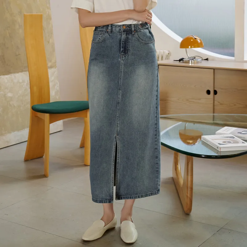 MEIYANG Denim Long Skirts Women's Vintage-2