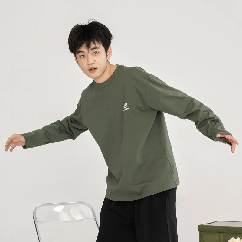 New Balance Drop Shoulder Sleeve T Shirt Men's Army Green-4