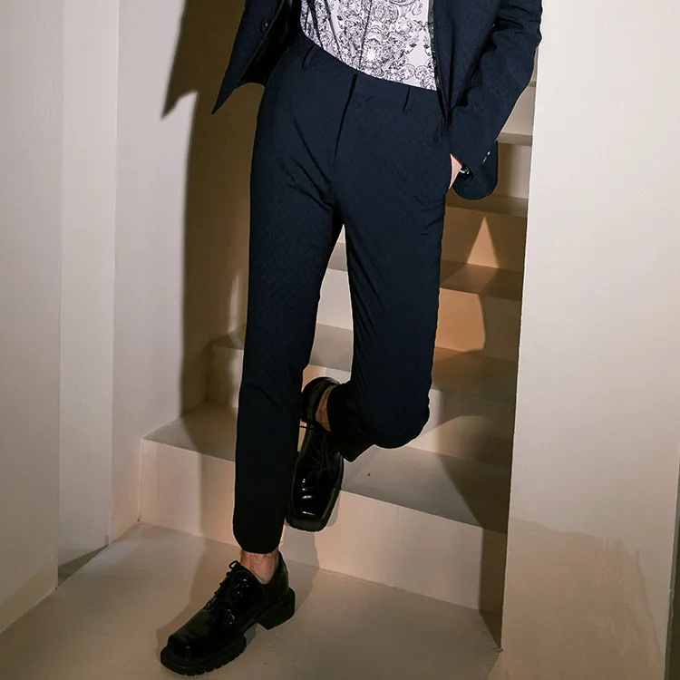 DAVID NAMAN Casual Pants Men Navy Blue-2