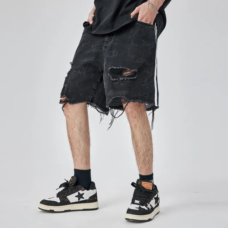 Guuka Denim Shorts Men Black-2