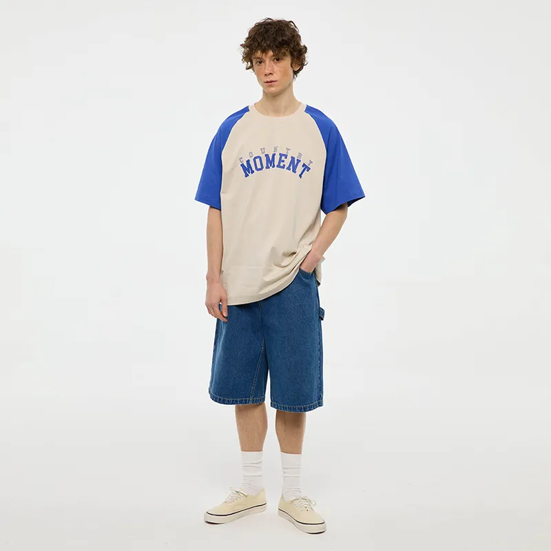 COUNTRY MOMENT T Shirts Men Apricot & Royal Blue-3