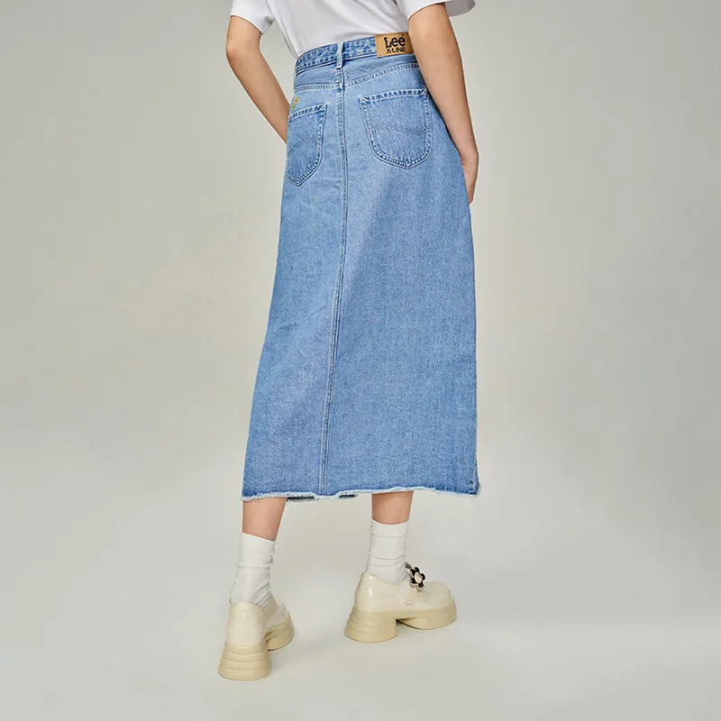 Lee Denim Long Skirts Women's Light Blue-2