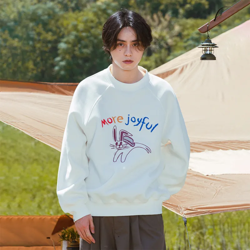 TIKIMOMOKA Cokein Crew Neck Loose Fit Sweatshirt Unisex White-5