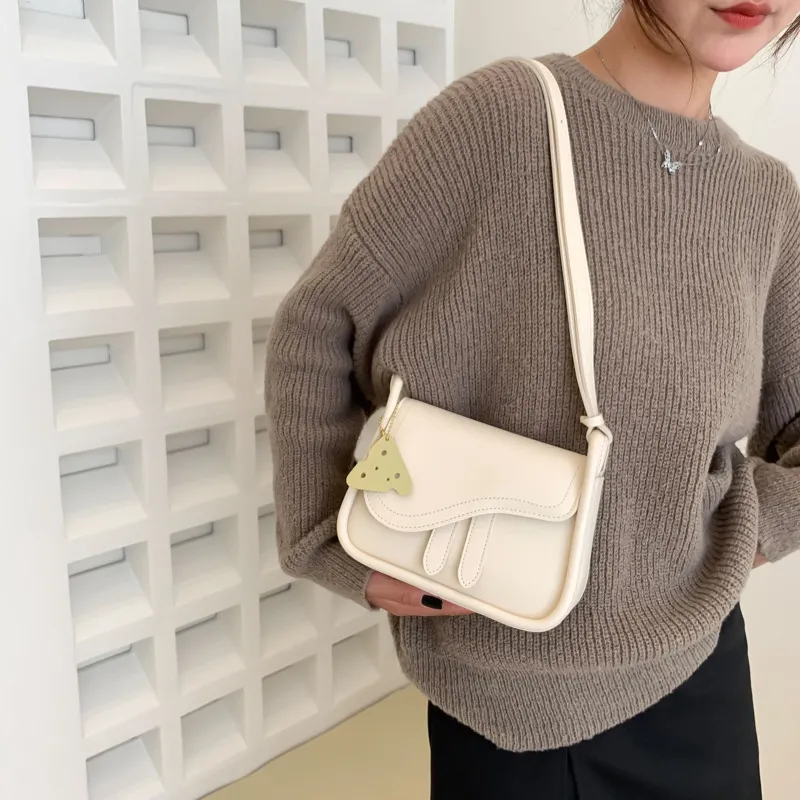 JANE KLAIN PU Saddle Bag Shoulder Bag Crossbody Bag Small Size Women's White/Green/White & Brown/Black-5