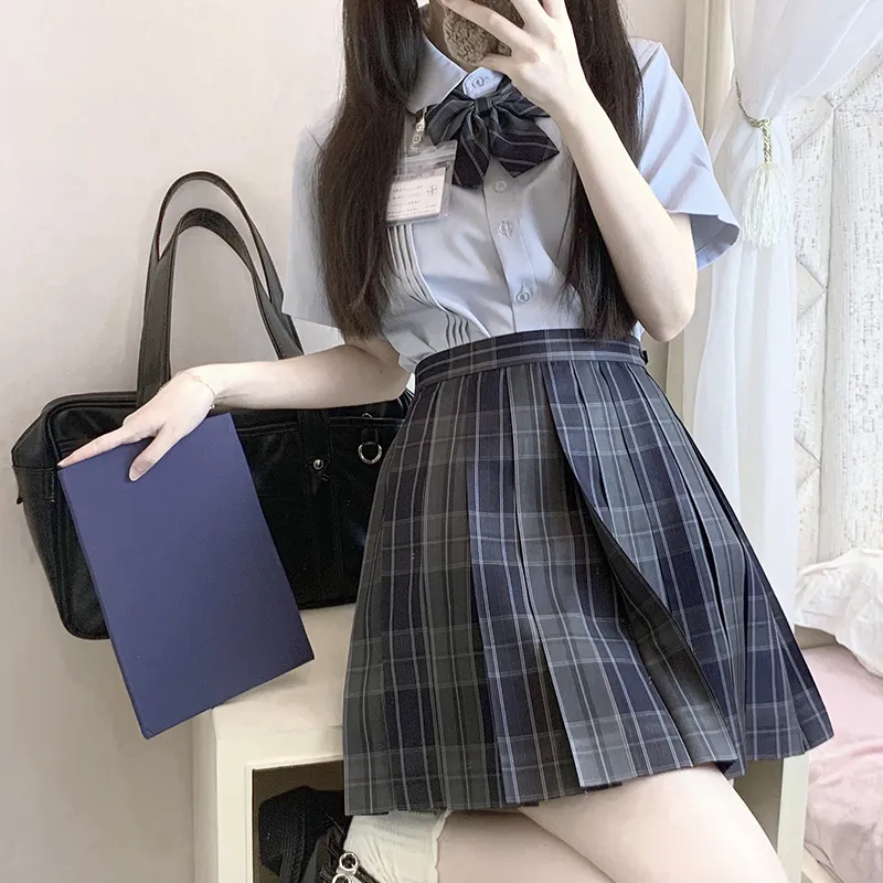 Tokyo Season Casual Short Skirts Women's Carbon Fiber Estate Plaid Skirt-38