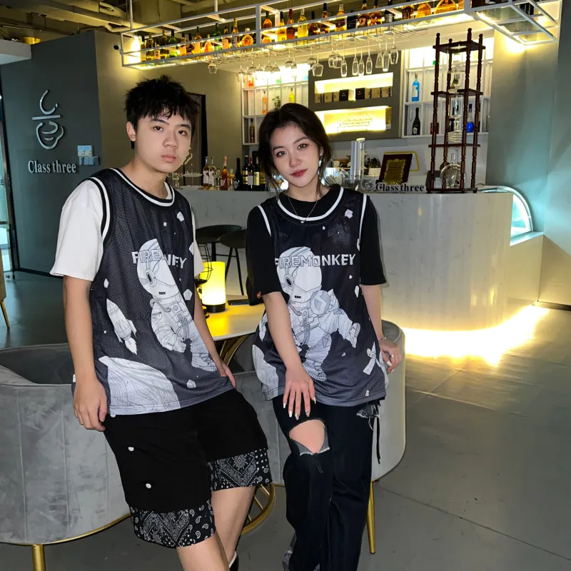 FireMonkey Basketball Jerseys Unisex Black-3
