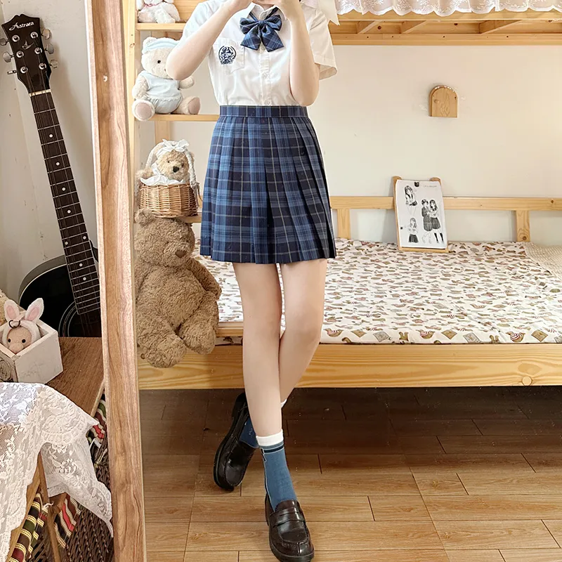 Tokyo Season Casual Short Skirts Women's Whale Fall, Plaid Skirt-16