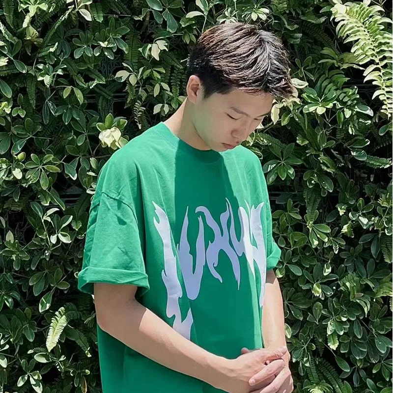 LVXWA Straight T Shirt Unisex Grass Green-3