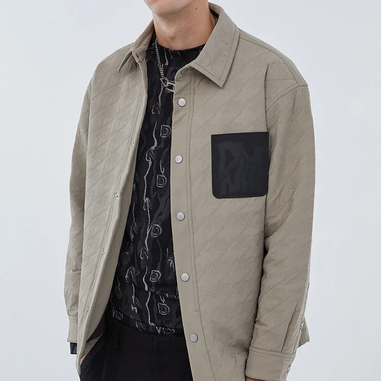 DAVID NAMAN FW22 Lapel Loose Fit Puffer Jacket Men's Khaki-6