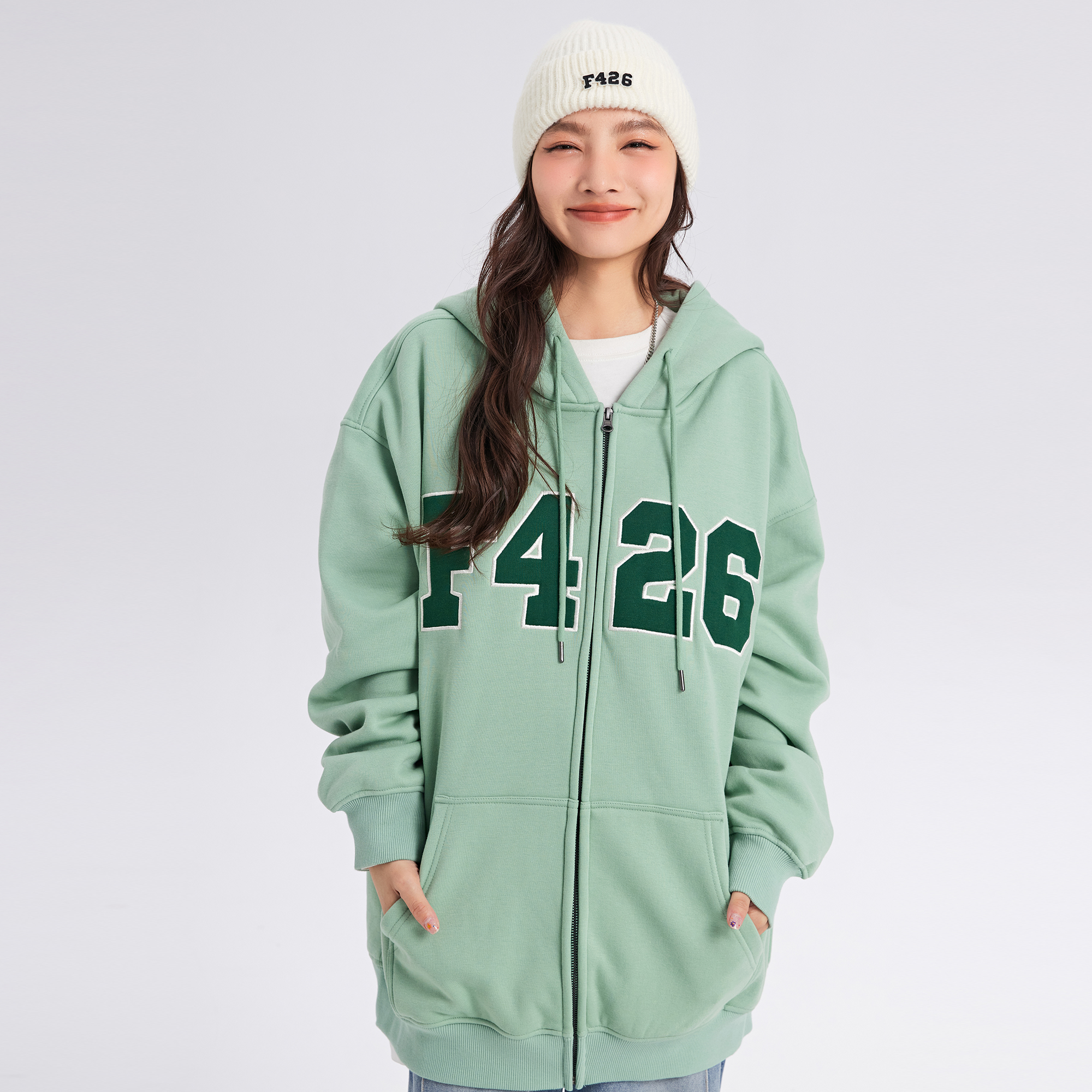 F426 Sweatshirts Unisex Light Green XL - POIZON