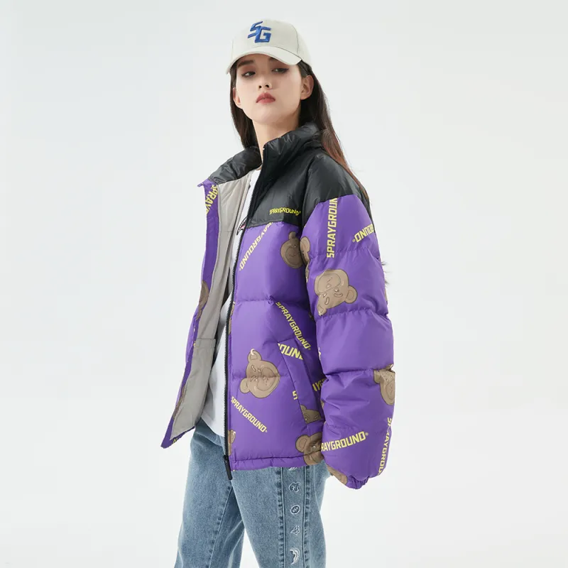 SPRAYGROUND Animal Pattern Stand Collar Loose Fit Thickened Down Jacket Unisex-22