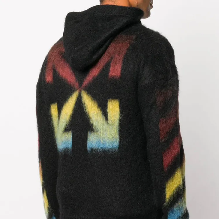 OFF WHITE Diag Brushed Mohair Zip Hoodie-2