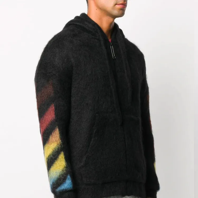 OFF WHITE Diag Brushed Mohair Zip Hoodie-3