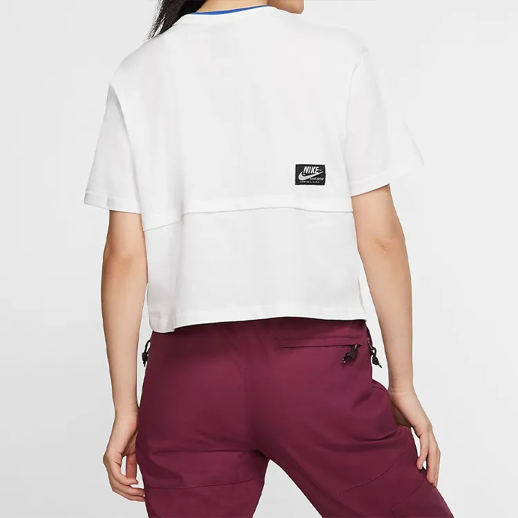 Nike Drop Shoulder Sleeve T Shirt Women's White US Version-3
