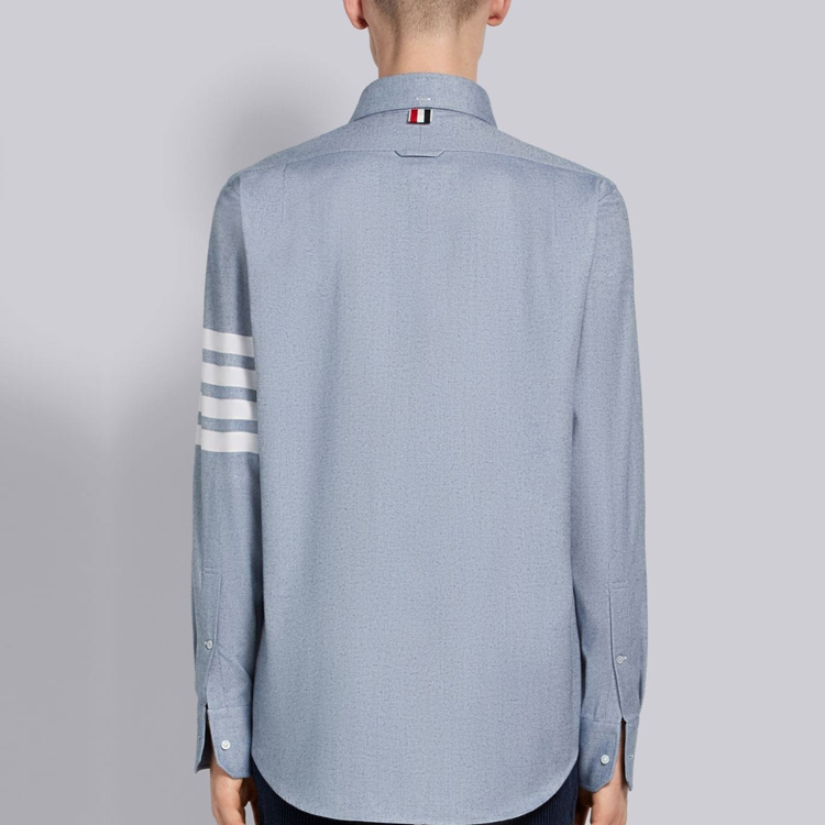THOM BROWNE Flannel 4-Bar Straight Fit Shirt 4 - POIZON