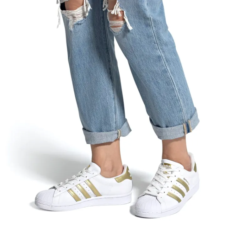 Adidas Women's Superstar 'White Gold Metallic' Women's-6