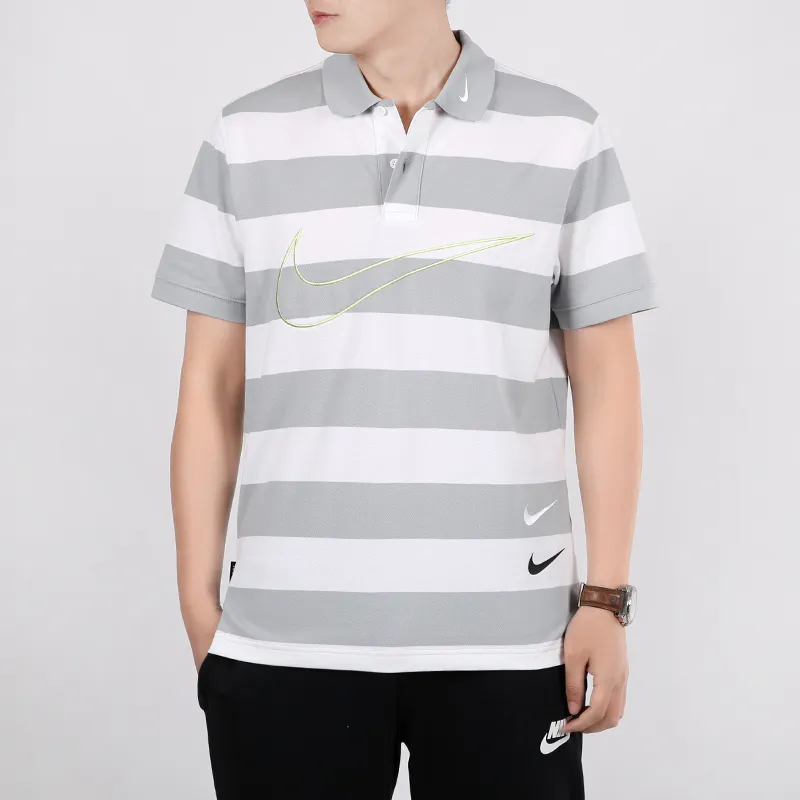 Nike Polo Shirts Men Light Gray White-2