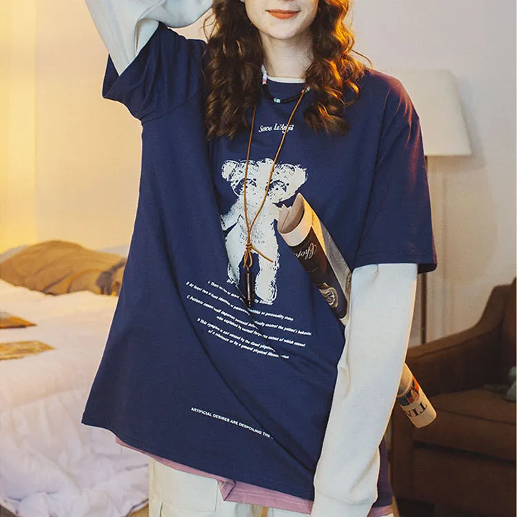 SENCE LA Crew Neck Loose Fit Straight Short Sleeved T Shirt Unisex-15