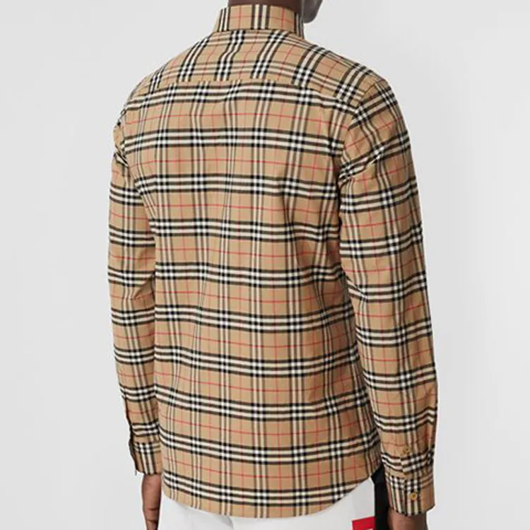 Burberry Men Small Scale Check Shirt Brown-9
