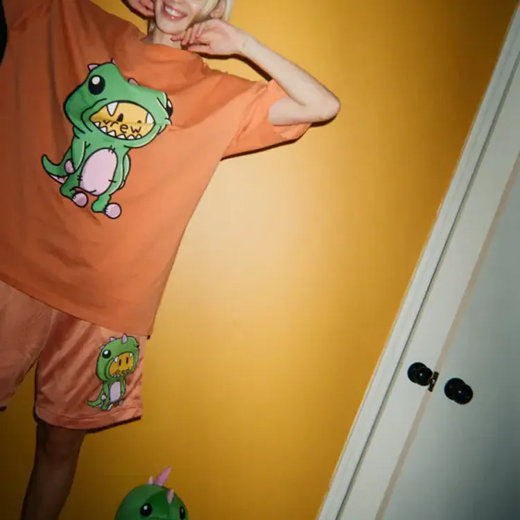 Drew House Dinosaur Series T Shirts Unisex Orange-3