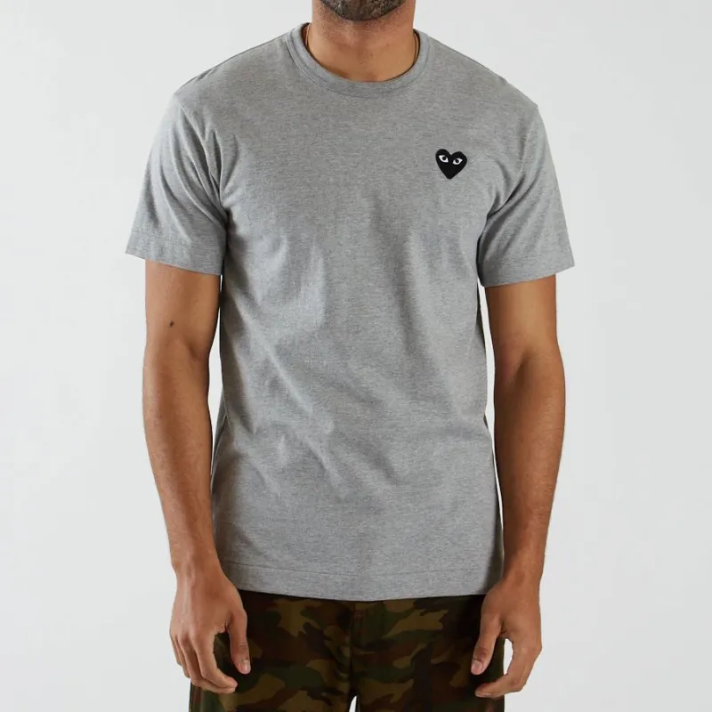 CDG Play Black Heart Emblem T-shirt Grey-2