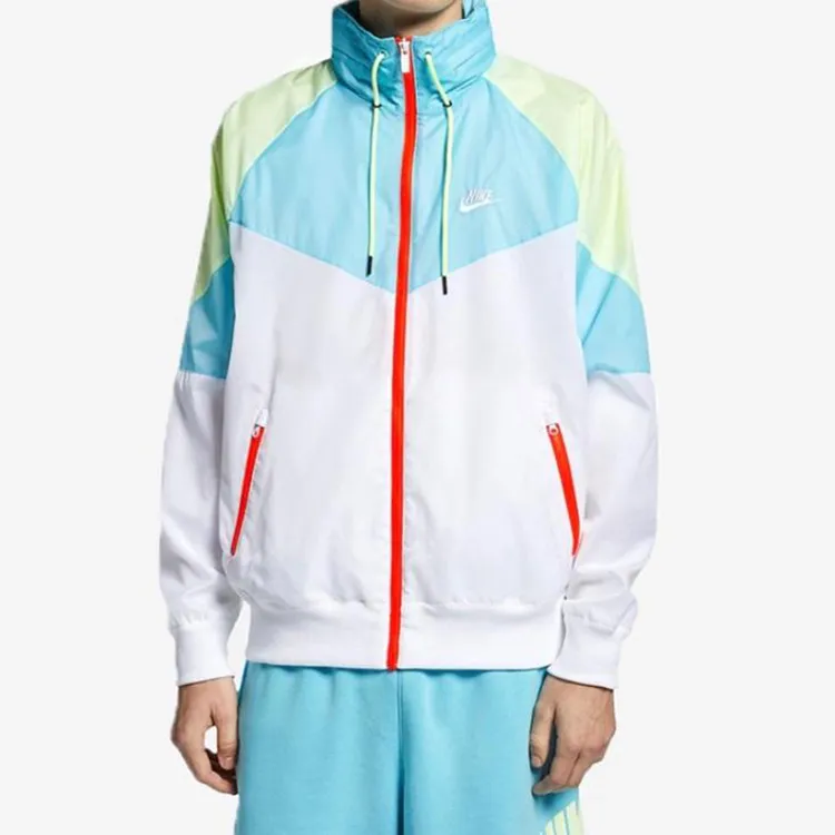 Nike Retro Sports Stand Collar Jackets Men's Blue White-2