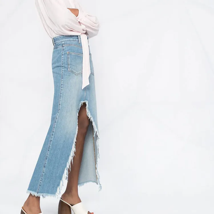 GIVENCHY FW20 Denim Long Skirts Women's Light Blue-4