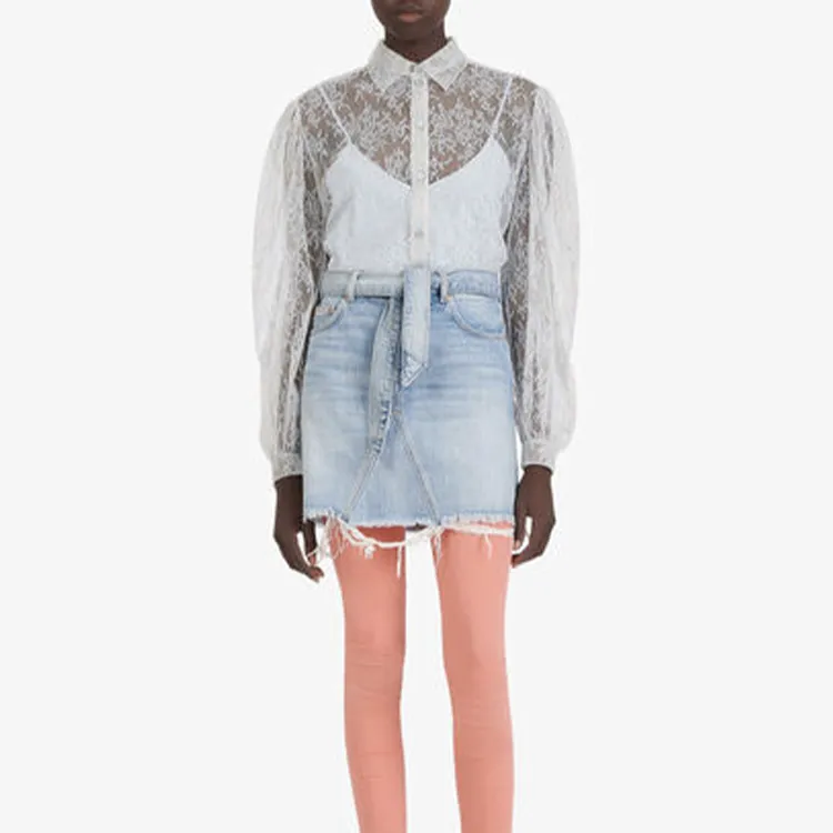 Givenchy Denim Short Skirts Women's Light Blue-3