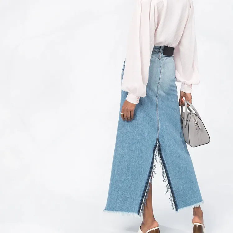 GIVENCHY FW20 Denim Long Skirts Women's Light Blue-3