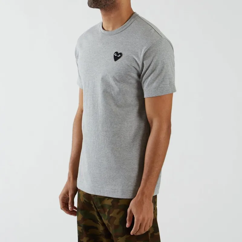 CDG Play Black Heart Emblem T-shirt Grey-3