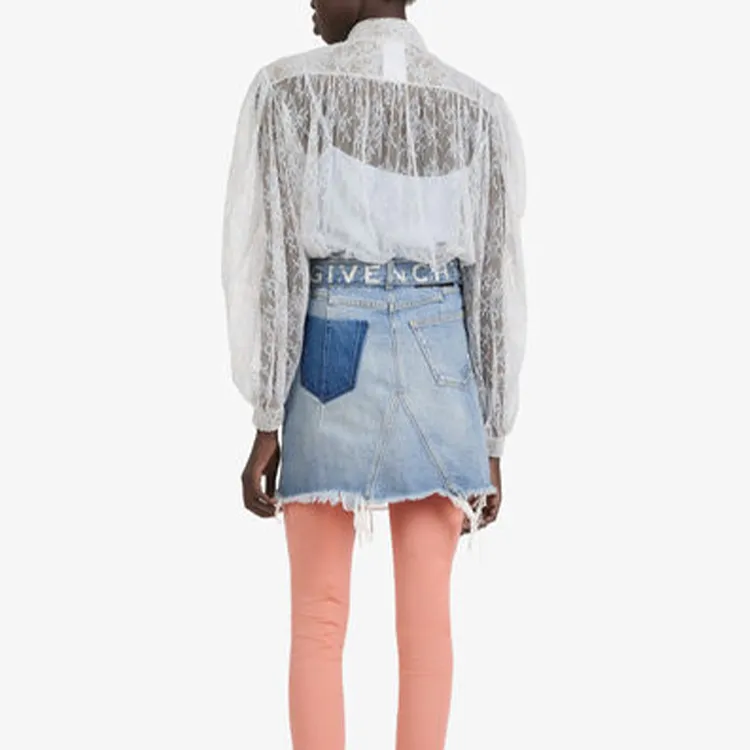 Givenchy Denim Short Skirts Women's Light Blue-4