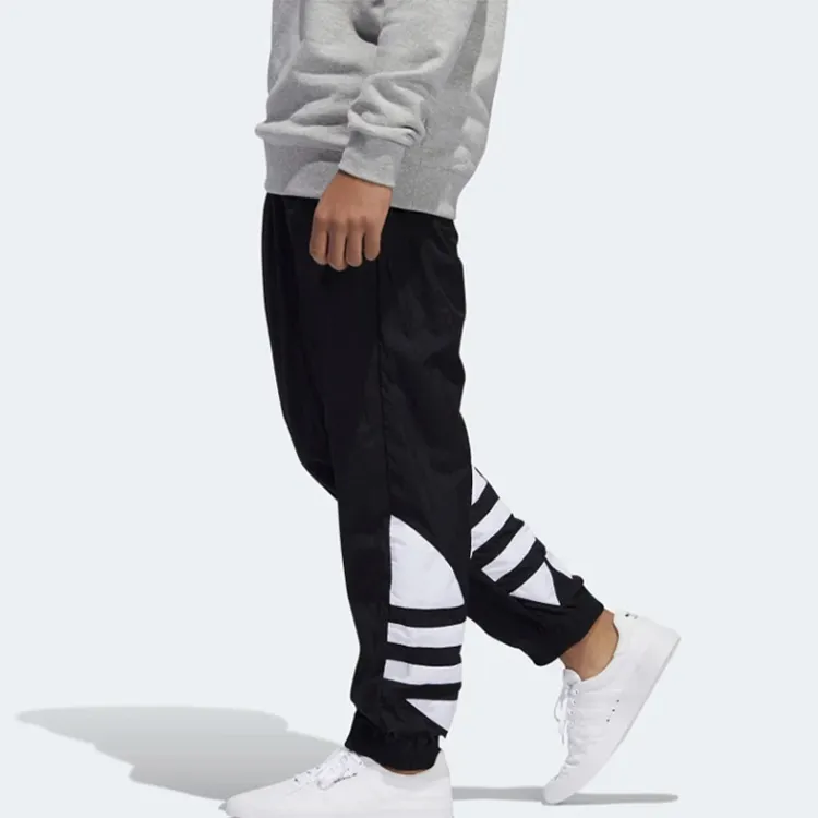 Adidas Originals Big Trefoil Track Pants Men Black Knitted Sweatpants Men's Black-4