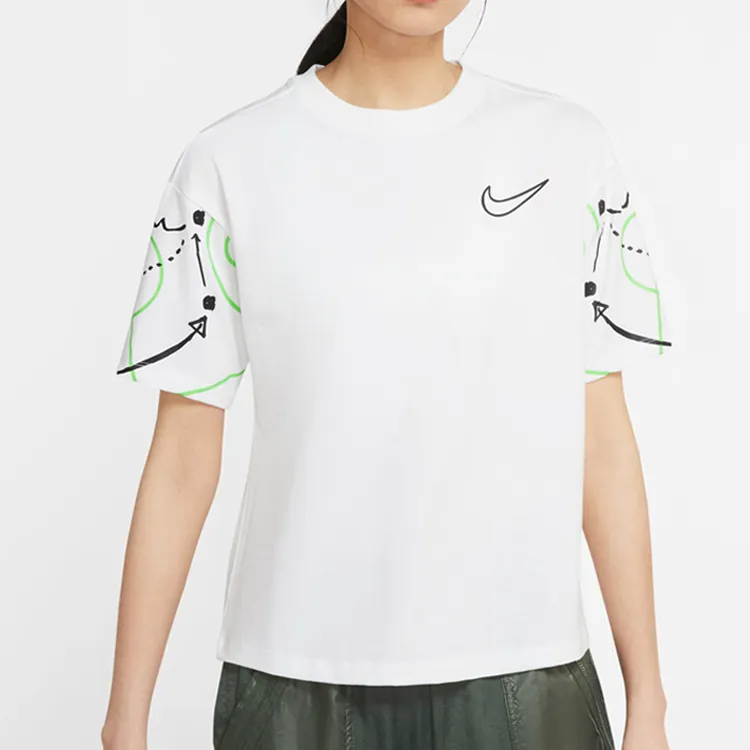 Nike Drop Shoulder Sleeve T Shirt Women's White-2