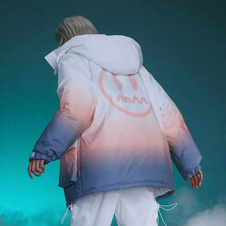 BEASTER Down Jacket Winter Unisex White Gray Pink Purple Gradient-4