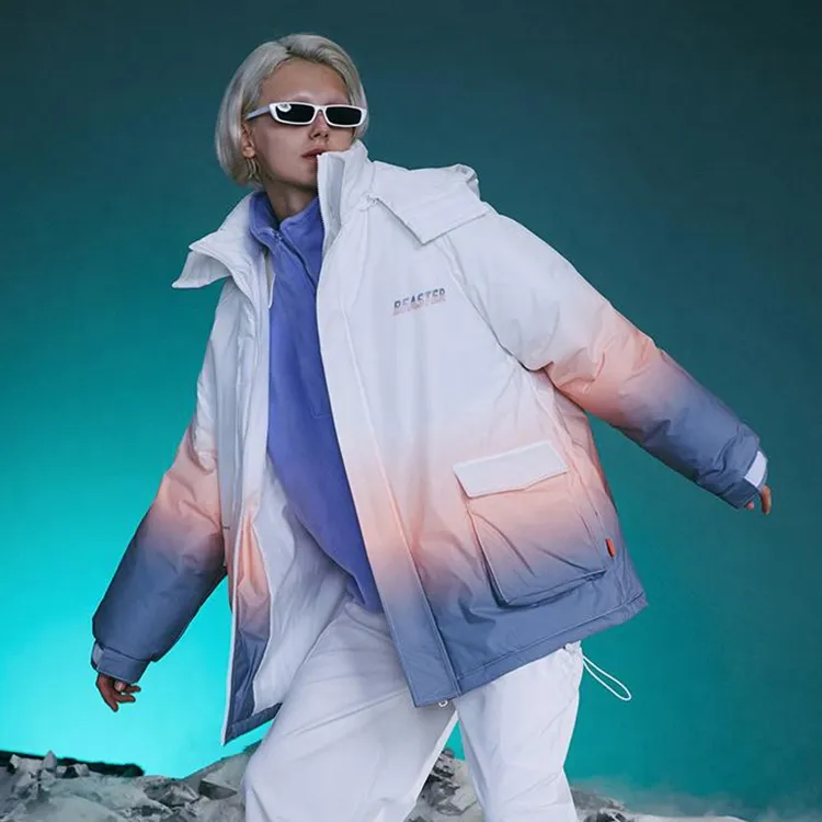 BEASTER Down Jacket Winter Unisex White Gray Pink Purple Gradient-3