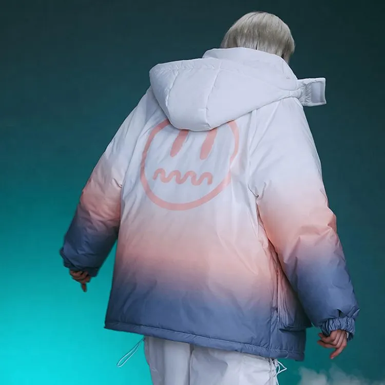 BEASTER Down Jacket Winter Unisex White Gray Pink Purple Gradient-5