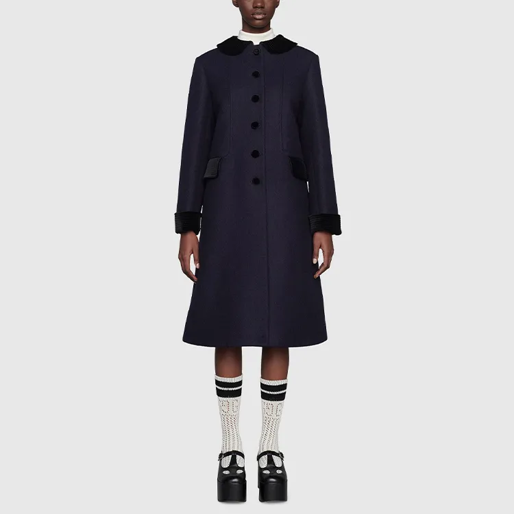 GUCCI Velvet Jackets Women's Dark Blue-1