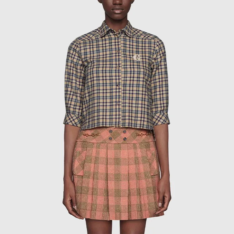 GUCCI Crop Tops Women's Beige Blue-1
