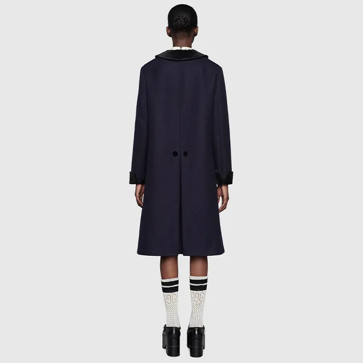GUCCI Velvet Jackets Women's Dark Blue-3