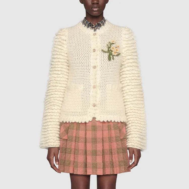 GUCCI Crochet flower Knitted Cardigan-2