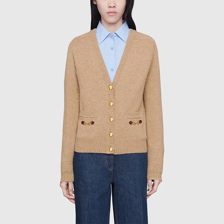 GUCCI Horsebit detail Cashmere Cardigan-2