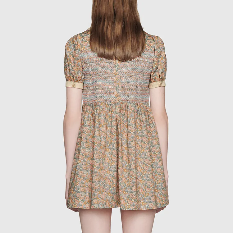 GUCCI Short Sleeved Dress Women's Multicolor-2