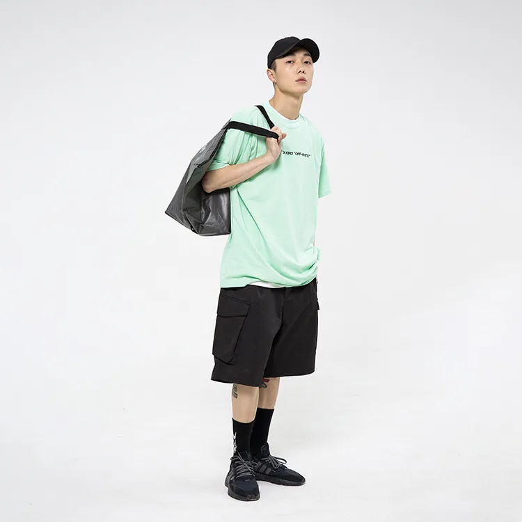 ROARINGWILD Crew Neck Loose Fit Straight Short Sleeved T Shirt Unisex Mint Green-3