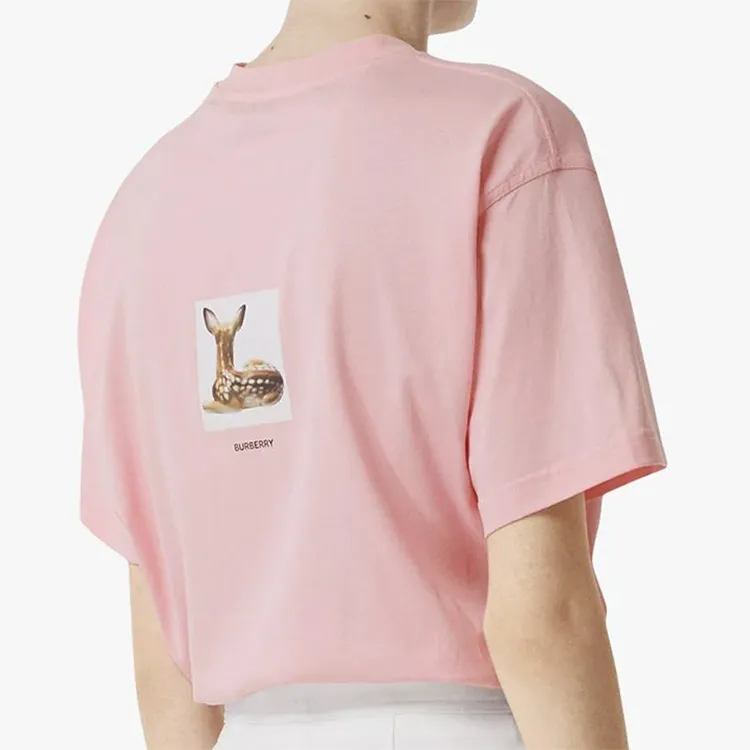 Burberry Drop Shoulder Sleeve T Shirt Women's Pink-3
