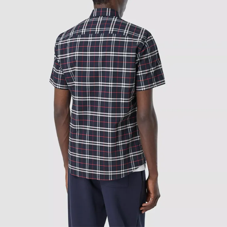 Burberry Check S/S Shirt Navy-6