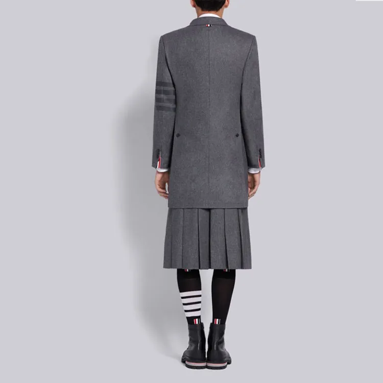 THOM BROWNE Tonal 4 Bar Chesterfield Overcoat-4