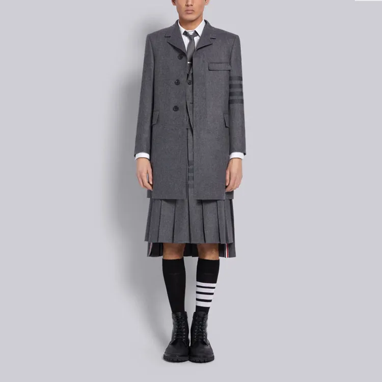 THOM BROWNE Tonal 4 Bar Chesterfield Overcoat-3