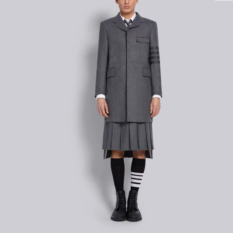 THOM BROWNE Tonal 4 Bar Chesterfield Overcoat-2