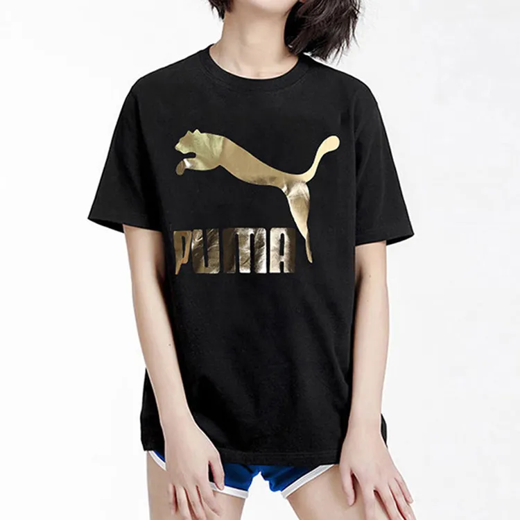 PUMA Set in Sleeve T Shirt Women's Black Gold-2