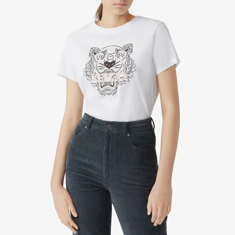 KENZO Classic Tiger Head T Shirts Women's White-2